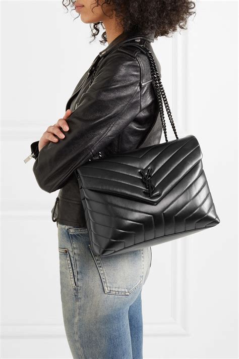 black quilted ysl|SAINT LAURENT Loulou medium quilted leather shoulder bag.